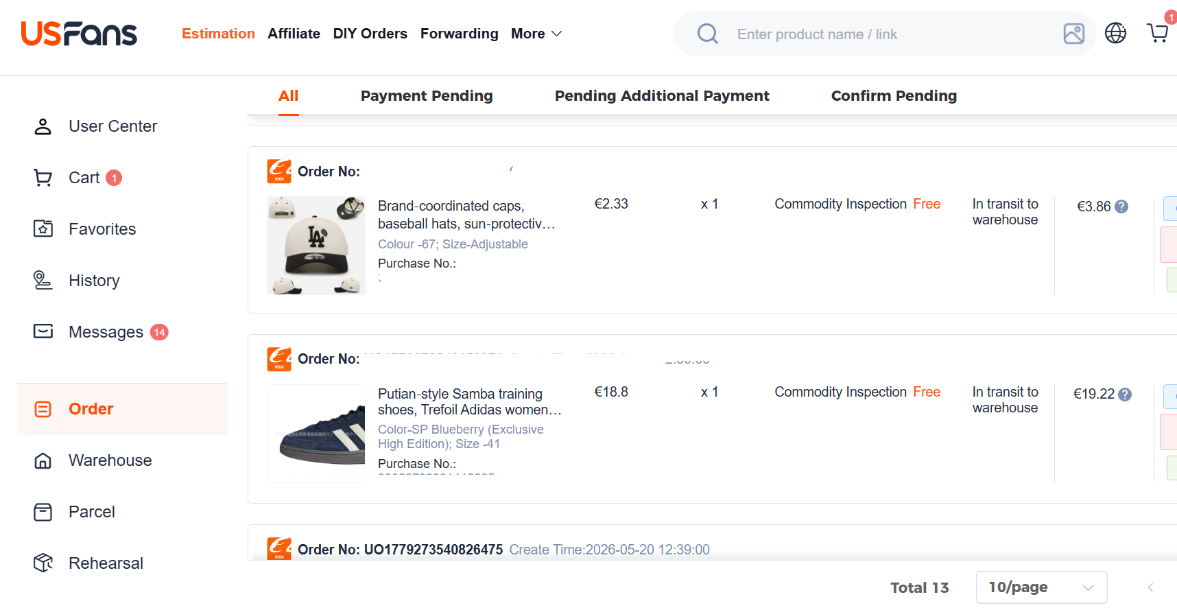 Pay and ship to warehouse